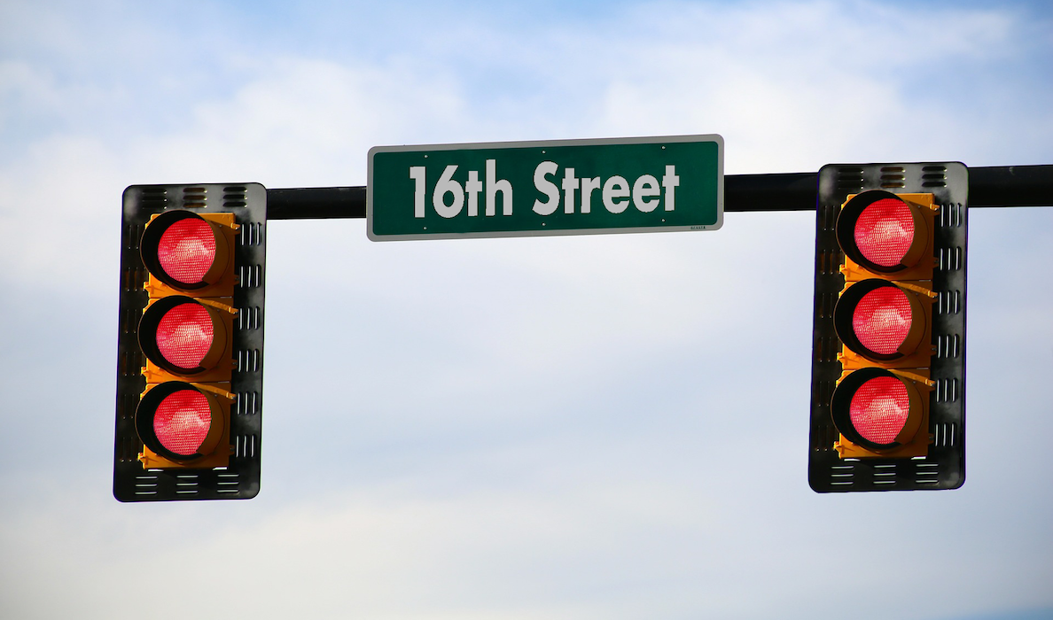 Permanently red stoplights installed on 16th street